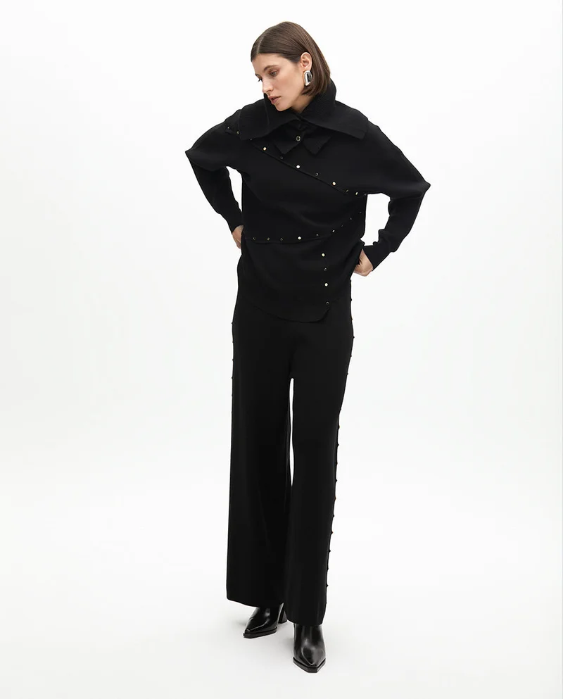 لولا كساديمونت Straight Fit Trousers with Side Studs